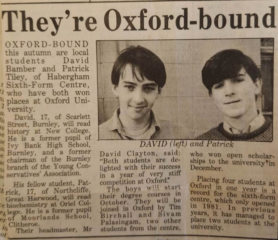 Newspaper clipping headlined They’re Oxford-bound